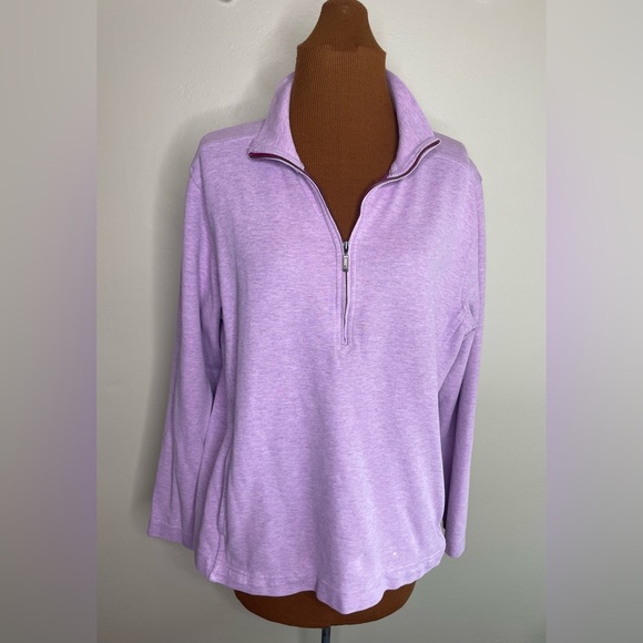 Eddie Bauer Purple Zippered Polo Sweatshirt Size Large - Picture 1 of 8